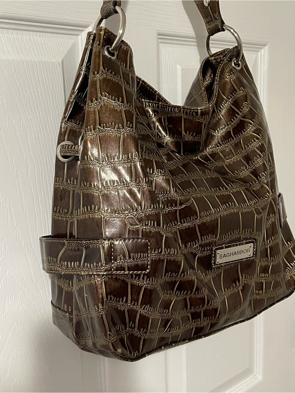 Sag Harbor Shoulder Bag Faux Croc Embossed EUC - Picture 3 of 14